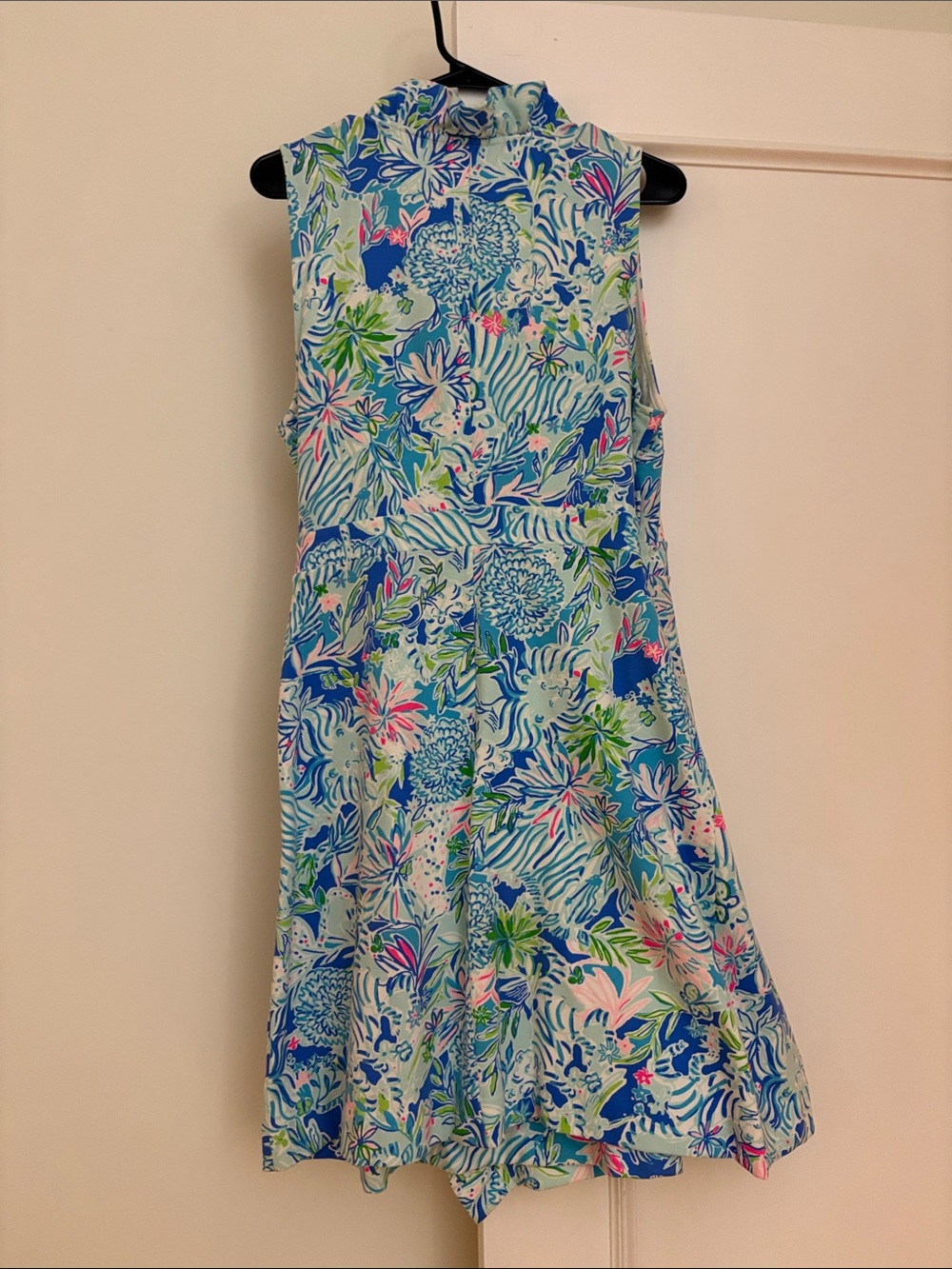 LILLY PULITZER Sleeveless Floral Wrap Dress in Blue & Green Size L - Picture 3 of 3